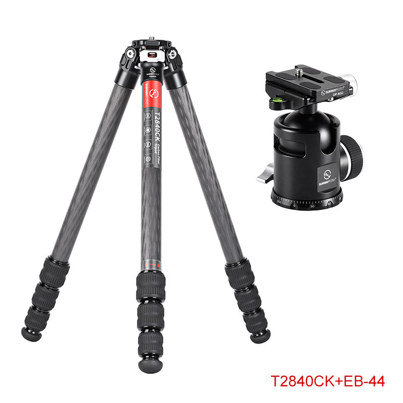 Sunwayfoto T2840CK+EB-44 Knight Series Carbon Fiber No-Center-Column 4-Section Tripod Kit 18kg Load 48cm Compact for Professional Landscape Travel Photography